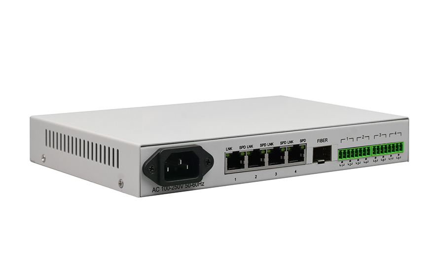 飛暢科技-4路千兆網(wǎng)絡(luò)+4路串口/8路開關(guān)量 光端機(jī)